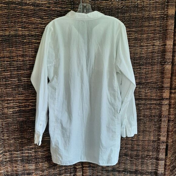 J. Crew Button Up Shirt Women Medium White Oversized Boyfriend Tunic Minimalist - Picture 2 of 7